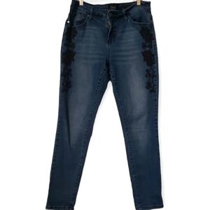 Earl Jean's with Flower Embroidery